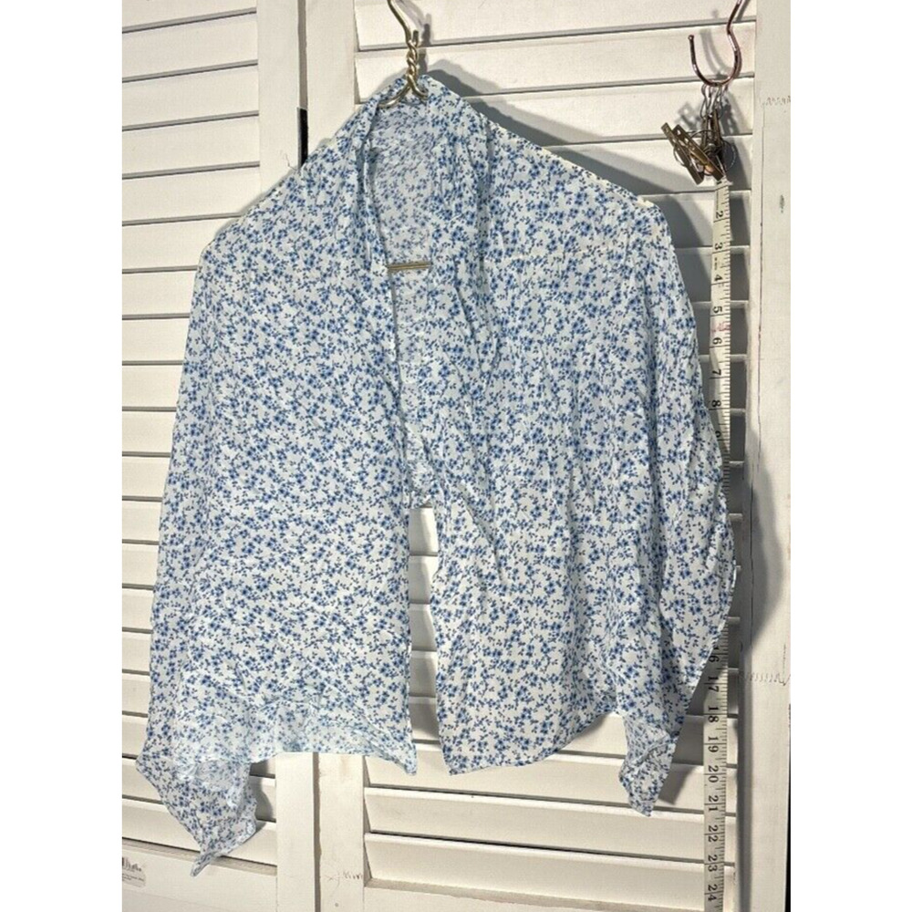 Sevya Handmade 100% Cupro Blue/White floral Long‎ Rectangular Scarf 22" X 50"